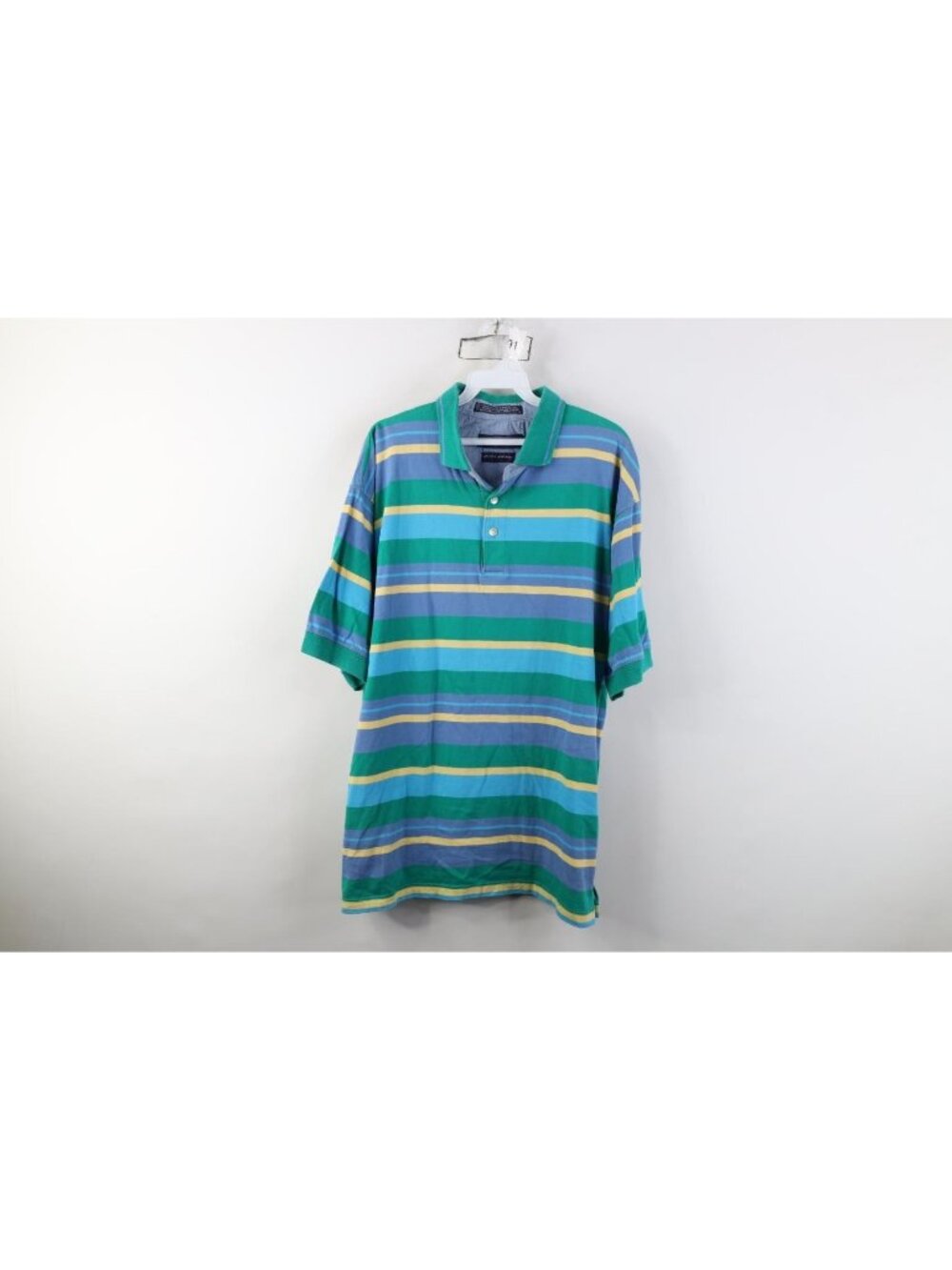 Vintage 90s Streetwear Mens Size Large Striped Color Block Knit Golf Polo Shirt